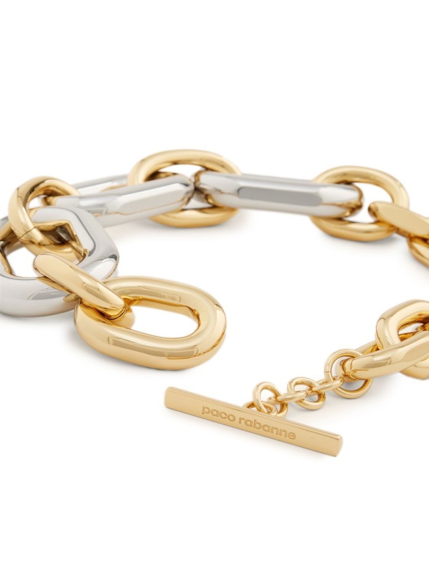 Rabanne Xxl Chain Necklace In Silver And Gold-tone Brass In Gold