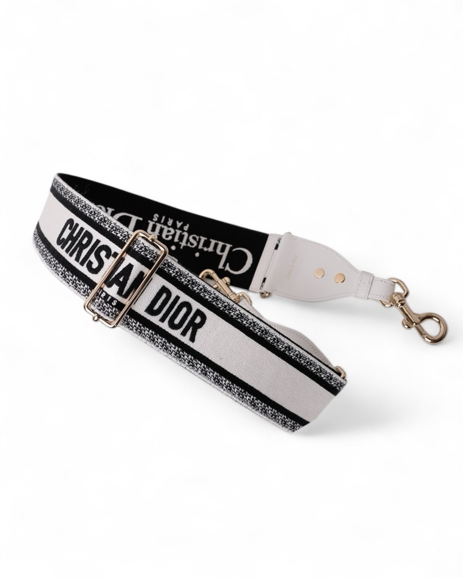 Dior Removable Shoulder Strap White/black In Grey