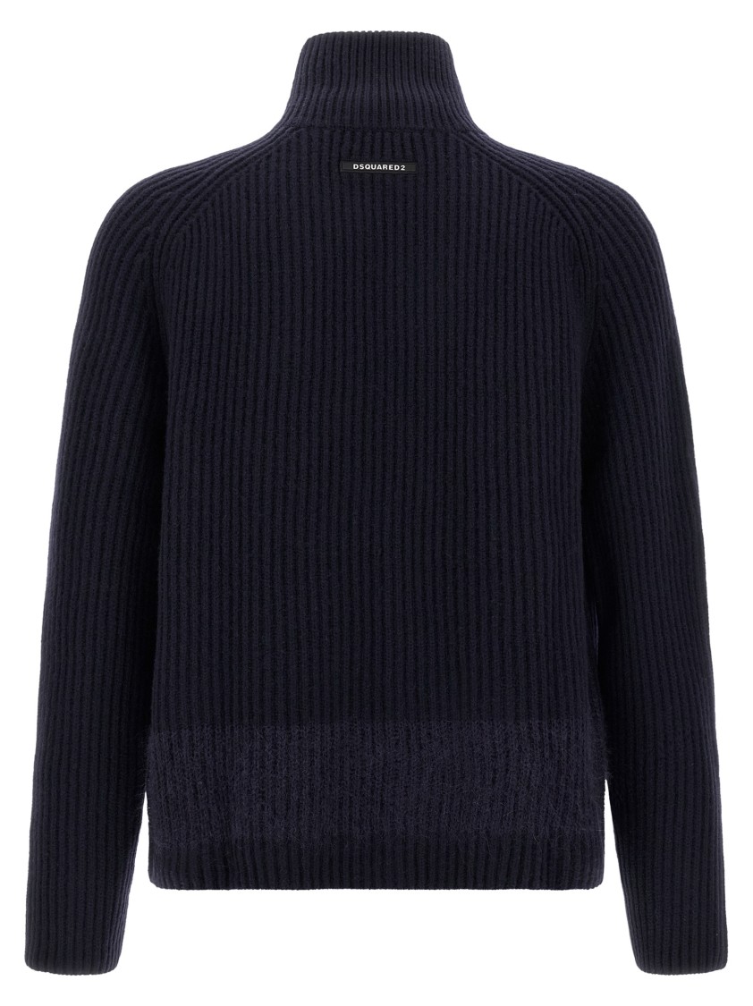 Dsquared2 Carded Wool Insert Cardigan Sweaters And Cardigans Blue In Blue