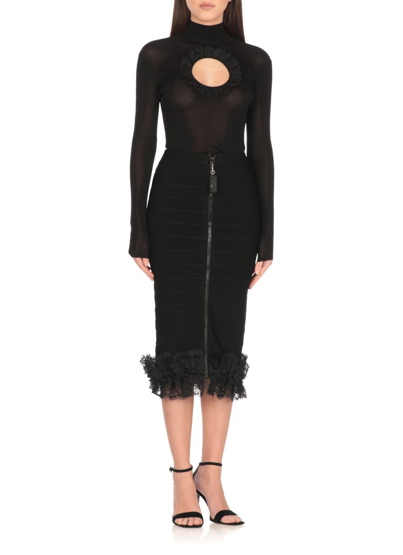 Self-portrait X Christopher Kane Lace-trimmed Cutout Bodysuit