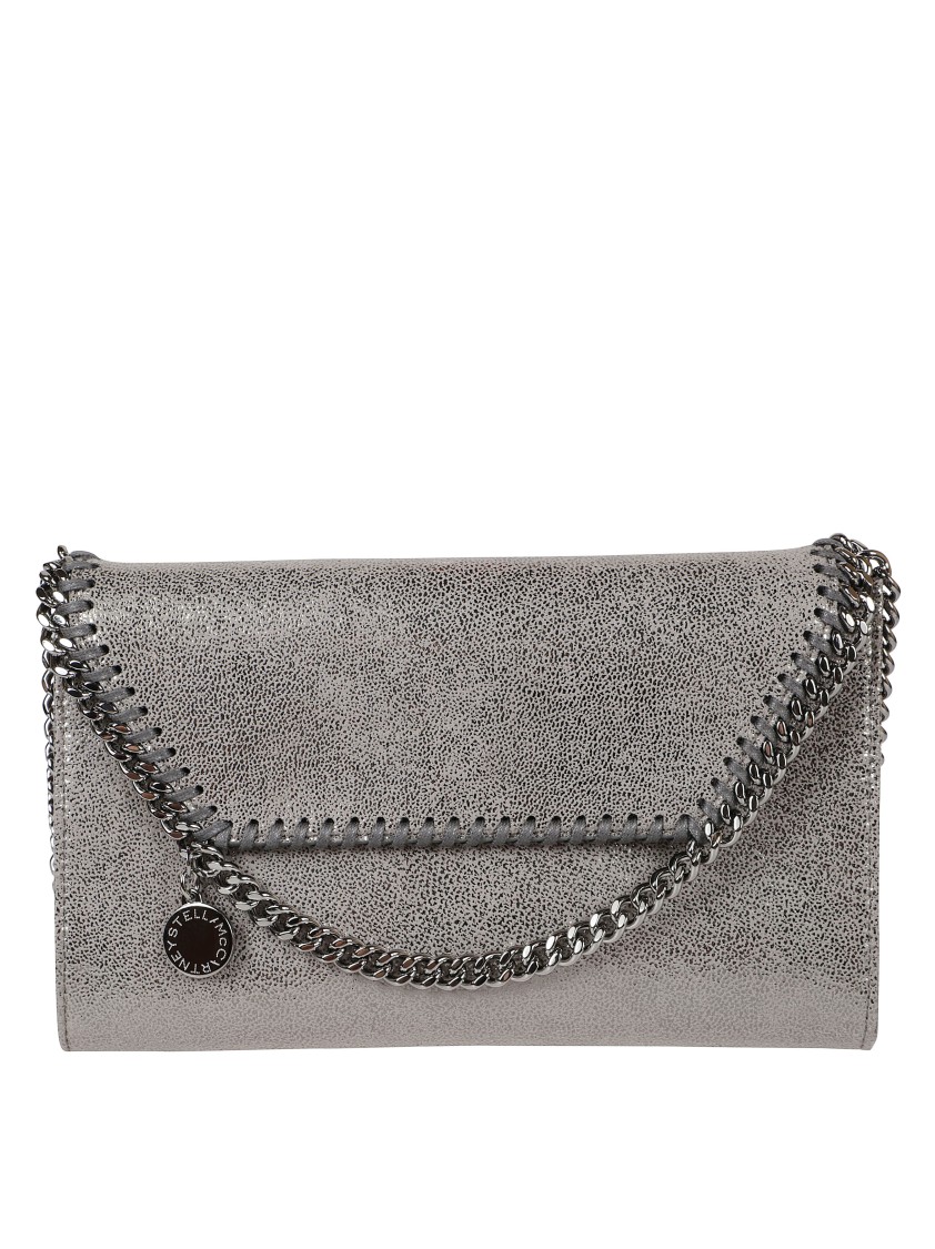 Stella Mccartney Textured Silver Clutch Bag In Gray
