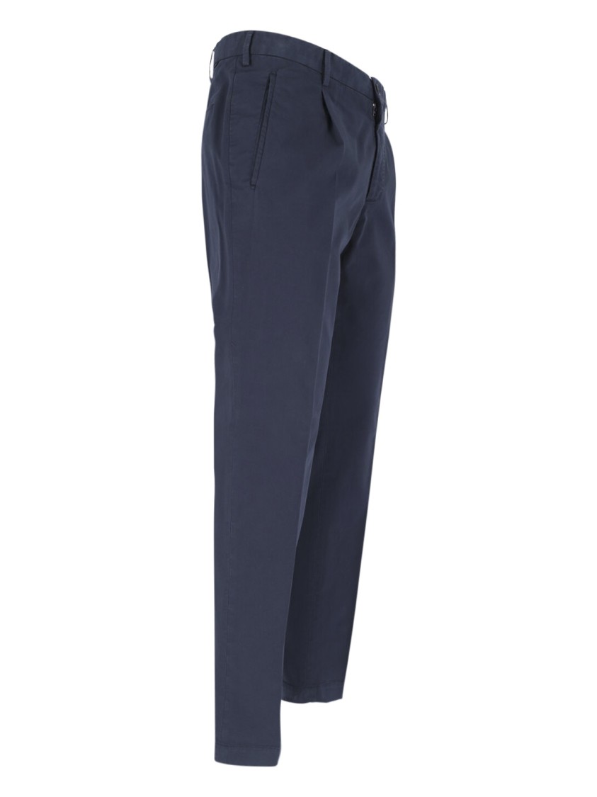 Incotex Straight Trousers With Pleated Front And Pockets In Blue