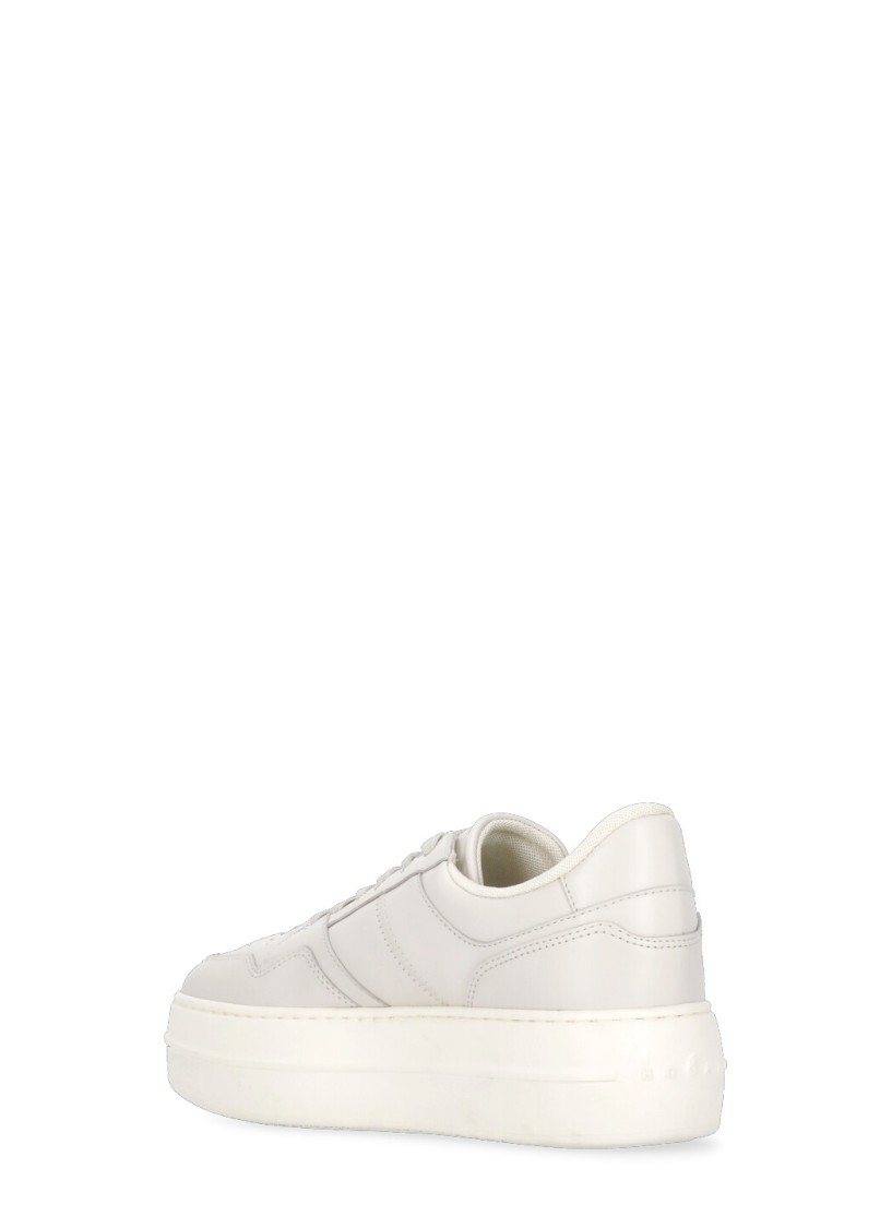 Hogan Calfskin Sneakers With Panel Design And Embossed Tongue In Neutrals