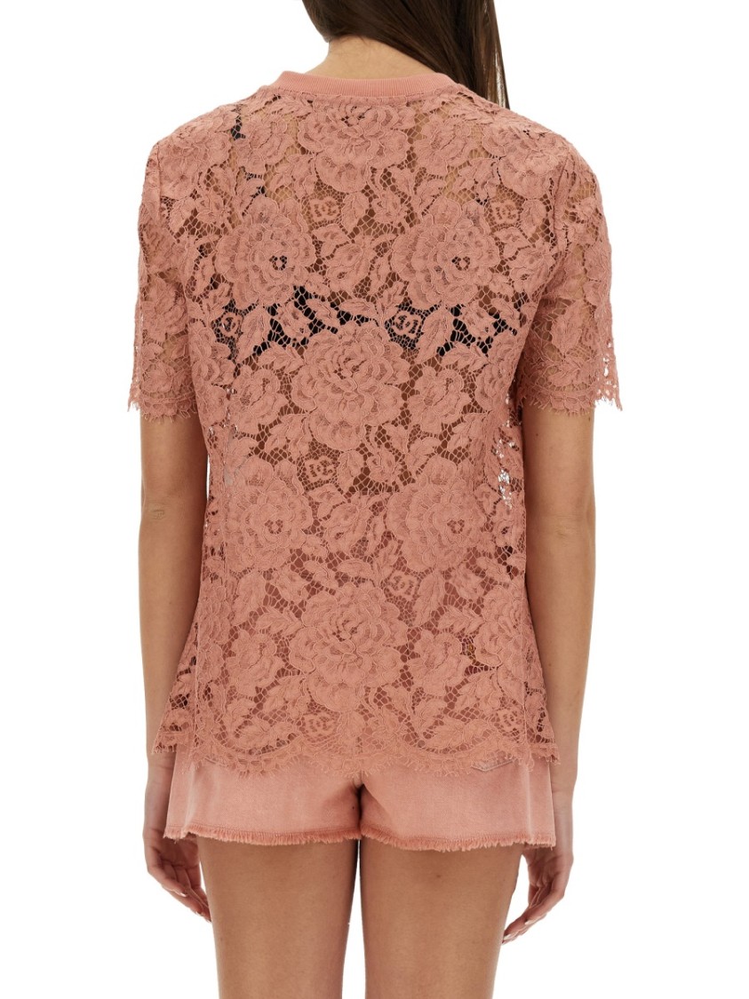 Dolce & Gabbana Dolce&gabbana Pink Lace T Shirt In Pink
