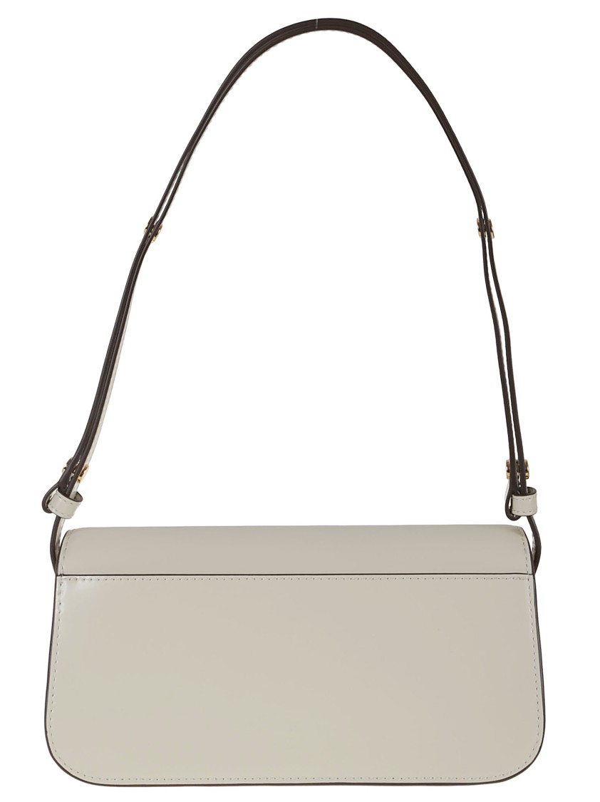 Tory Burch Robinson Spazzolato E/w Shoulder Bag In White
