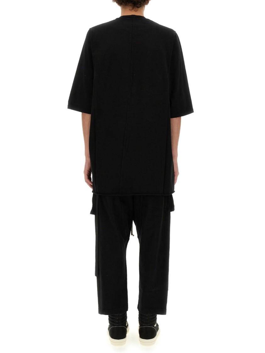 Rick Owens Drkshdw Drkshdw By Rick Owens Oversized Cotton T-shirt With Geometric Design And Relaxed Fit In Black