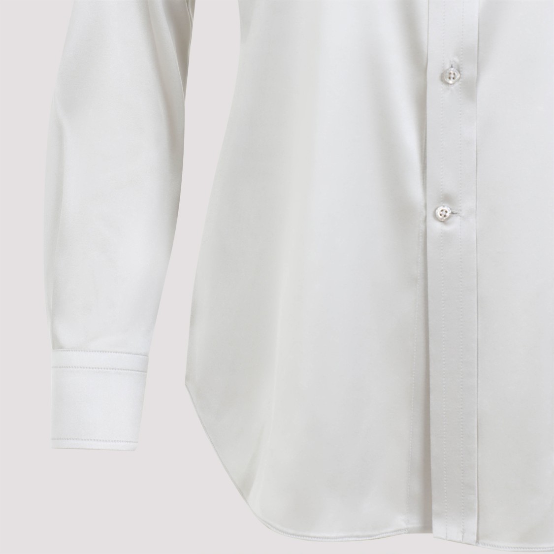 Polo Ralph Lauren Mist White Mulberry Silk Cameron Long Sleeves Button Front Shirt In White