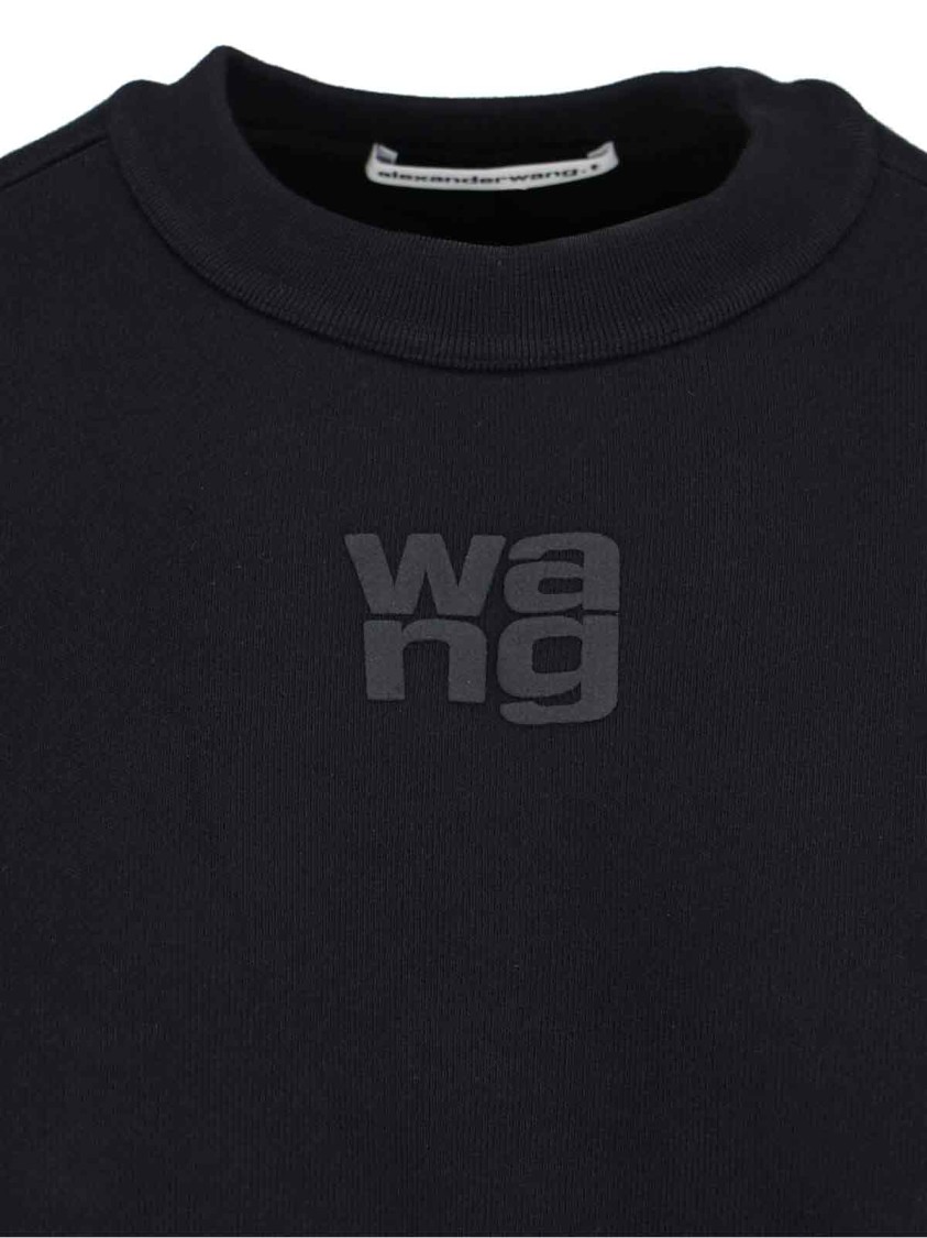Alexander Wang Essential Terry Crew Neck Cotton Sweatshirt Clothing In Black