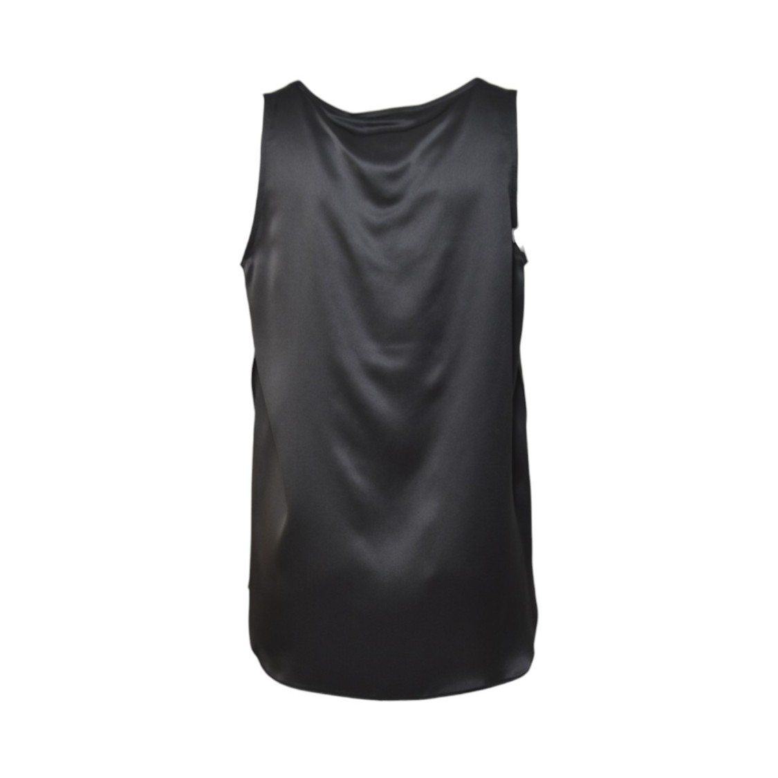 Max Mara Filly Top In Black Silk Satin In Black