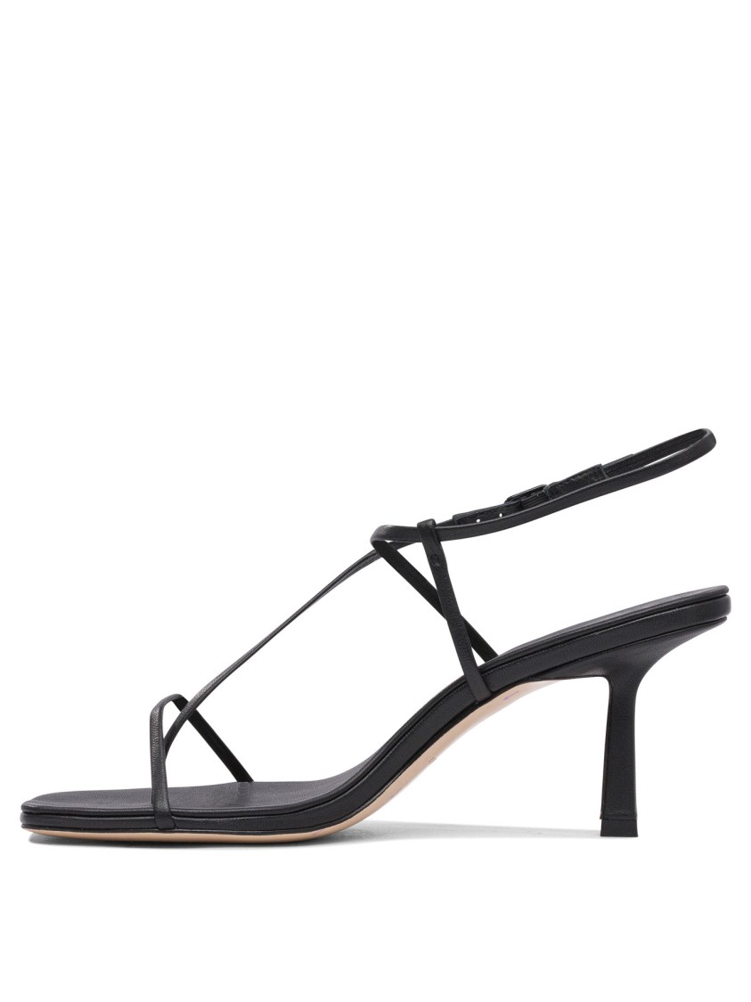 Studio Amelia Open-toe Leather Sandals With Modest Heel In Black