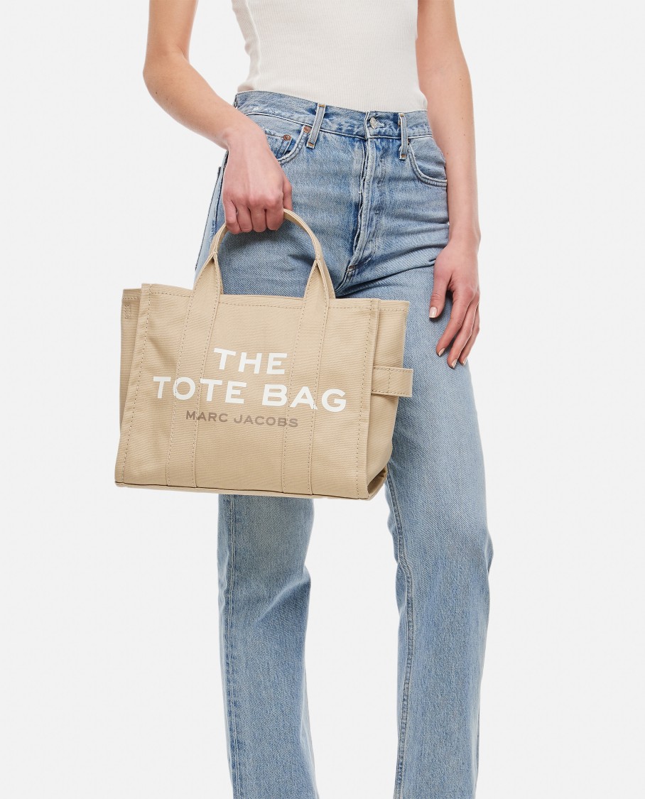Marc Jacobs Tote Bag With Detachable Strap And Bold Lettering In Neutrals