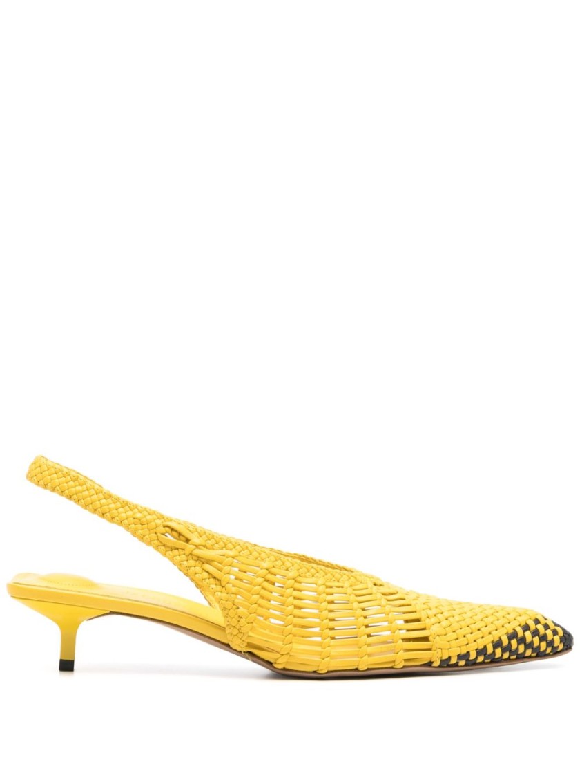 Jacquemus Cubisto Banane Pointed Toe Slingback Pump In Yellow