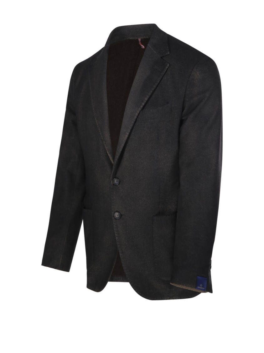 Santaniello Tailored Black Blazer With Notched Lapels In Black
