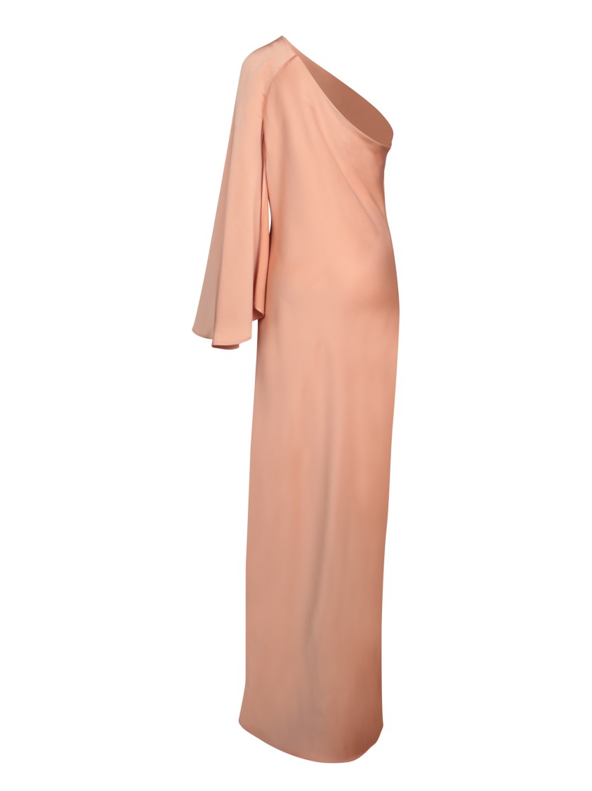 GENNY GENNY ONE-SHOULDER SATIN GOWN WITH GRACEFUL DRAPING