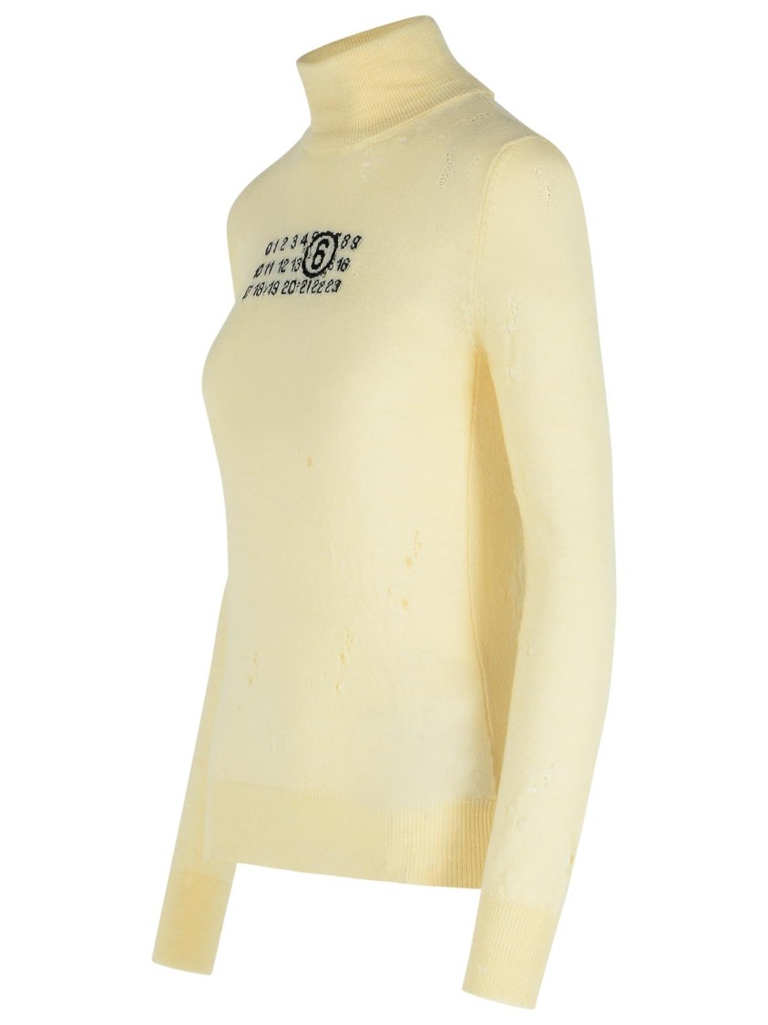 Mm6 Maison Margiela Mm6 By Maison Margiela Cream Virgin Wool Turtleneck Sweater In Yellow