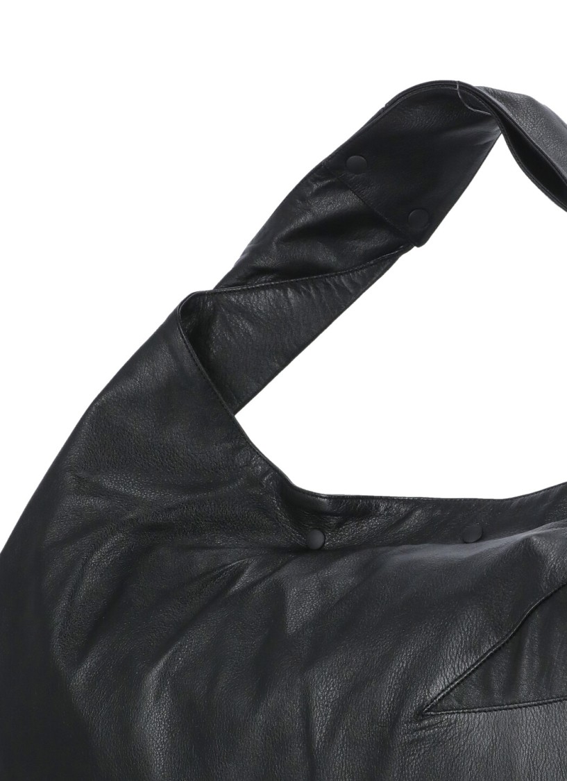 Discord X Yohji Yamamoto Black Leather Shoulder Bag In Black