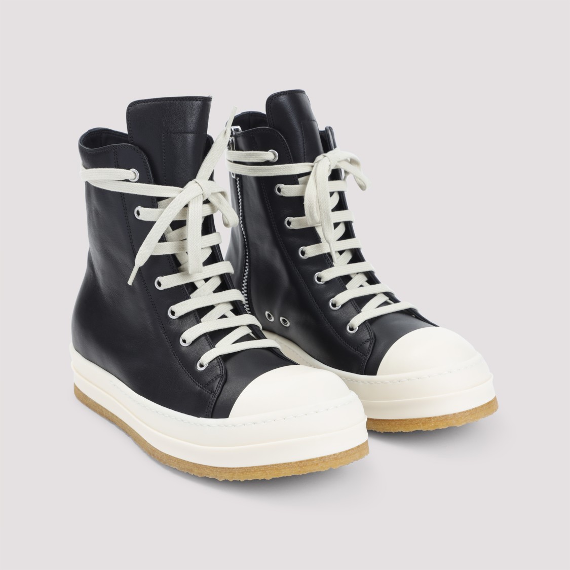 Rick Owens Black Leather Creep Sneakers in Black | THE LIST