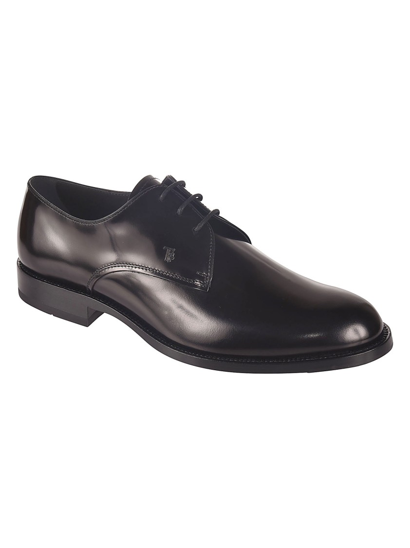 Tod's Polished Leather Lace-up Francesina Shoes In Black