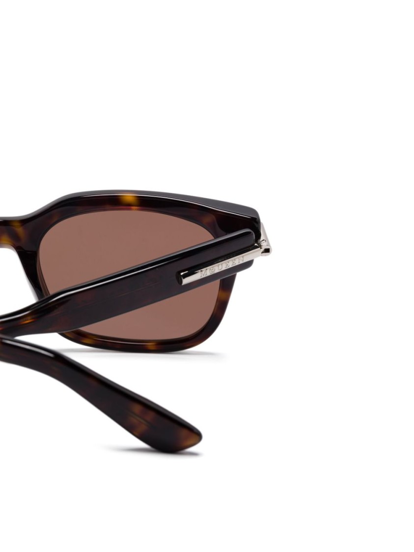 Alexander Mcqueen City T-bar Rectangular Sunglasses In Brown