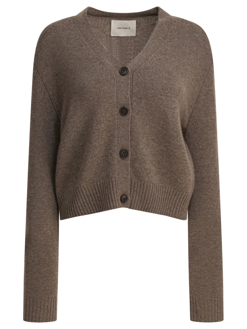 Lisa Yang Cropped Cashmere Cardigan With V-neckline In Brown