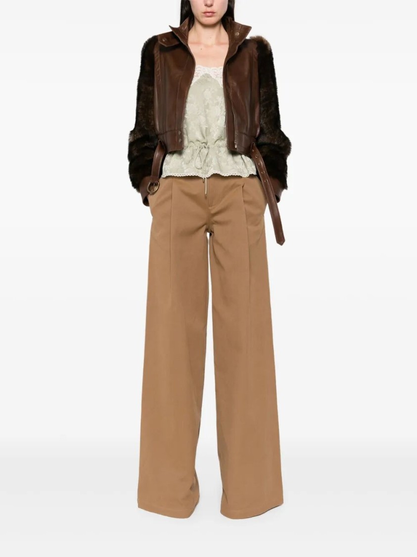 Chloé High-waisted Wide-leg Pants With Tailored Detailing In Brown
