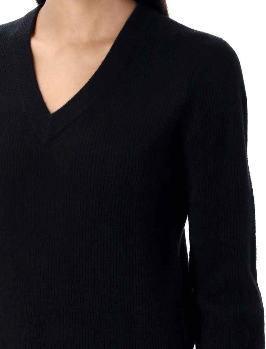 The Garment Como Sleeve Knit Sweater With Flattering V-neck In Black