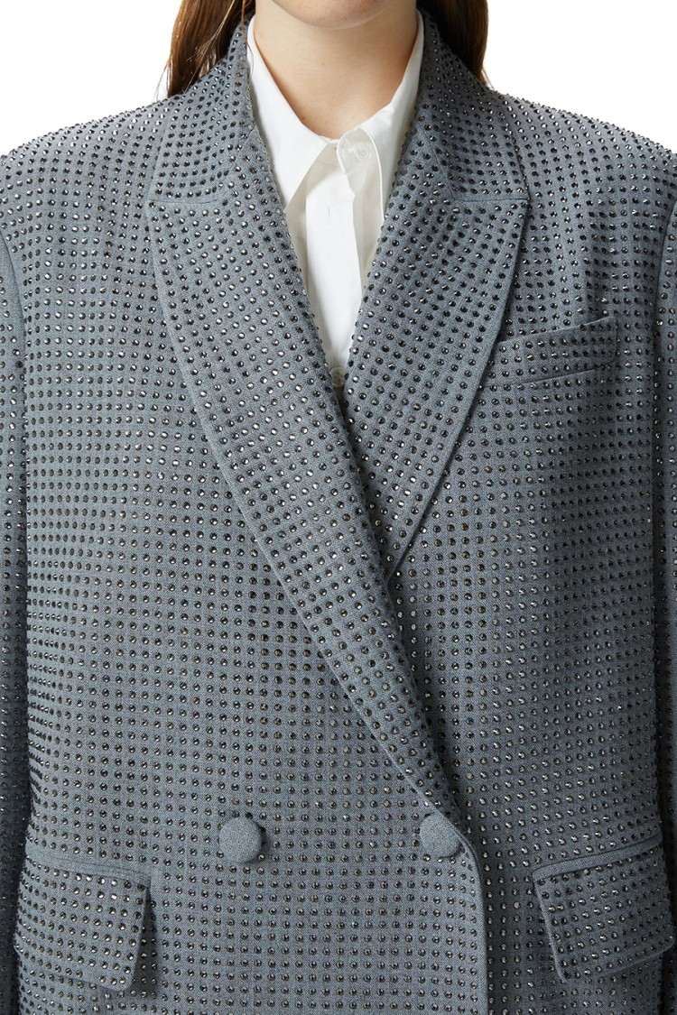 Shop Pinko Blue Double-breasted Blazer In Grey