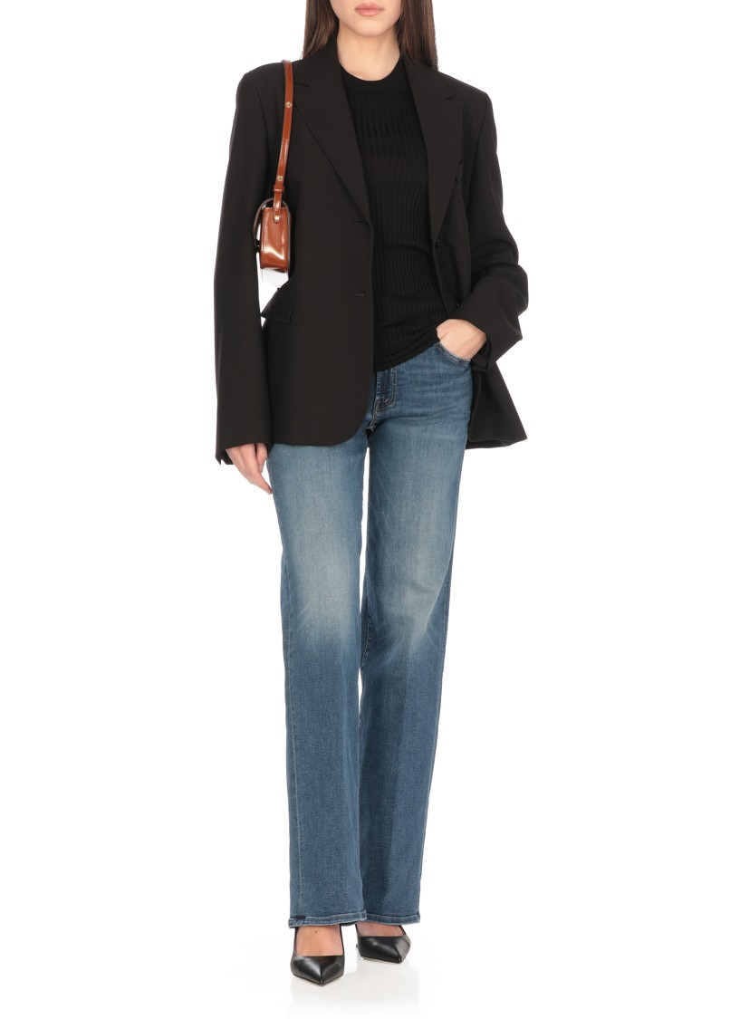 Mother The Mid Rise Maven Sneak Jeans In Washed Blue