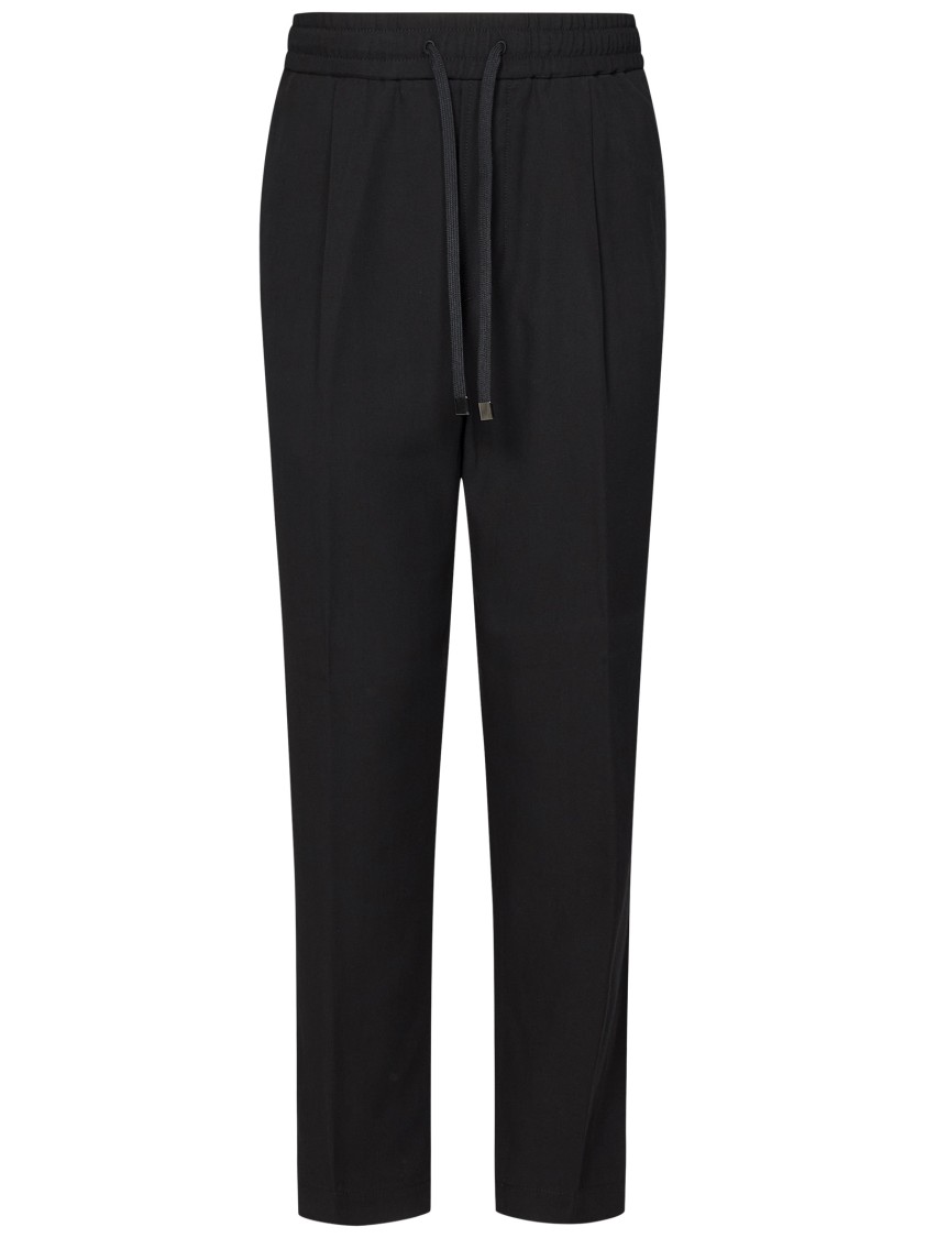 Jacob Cohen Straight-leg Black Trousers With Drawstring Waist In Black