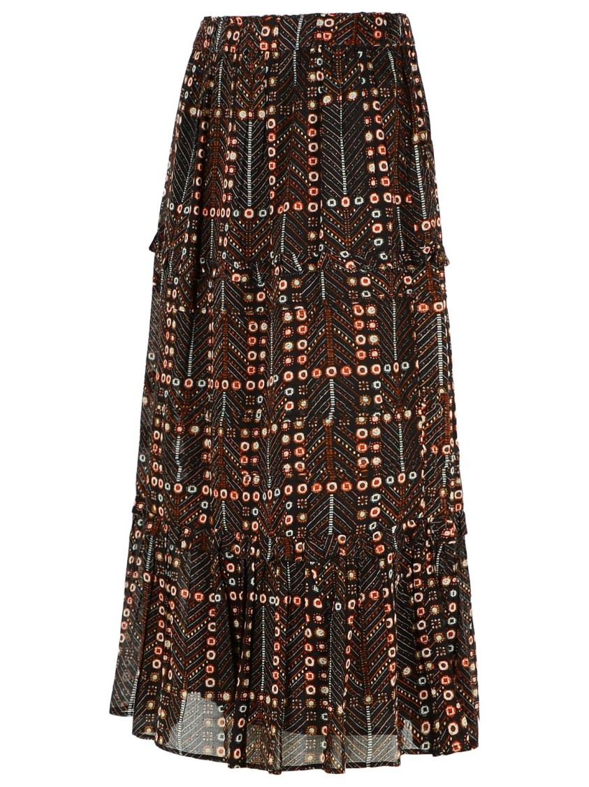 Isabel Marant Étoile Marant Etoile Women Diya Biologic Cotton Skirt With All-over Print In Black