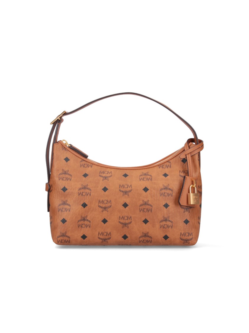 Mcm Arena Hobo Bag With Logo Print In Brown
