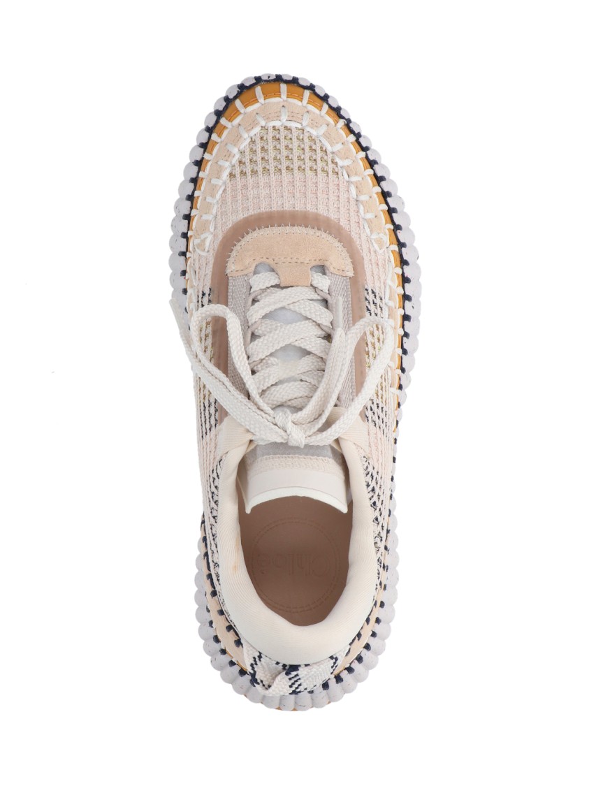 Chloé Nama Embroidered Suede And Recycled-mesh Sneakers