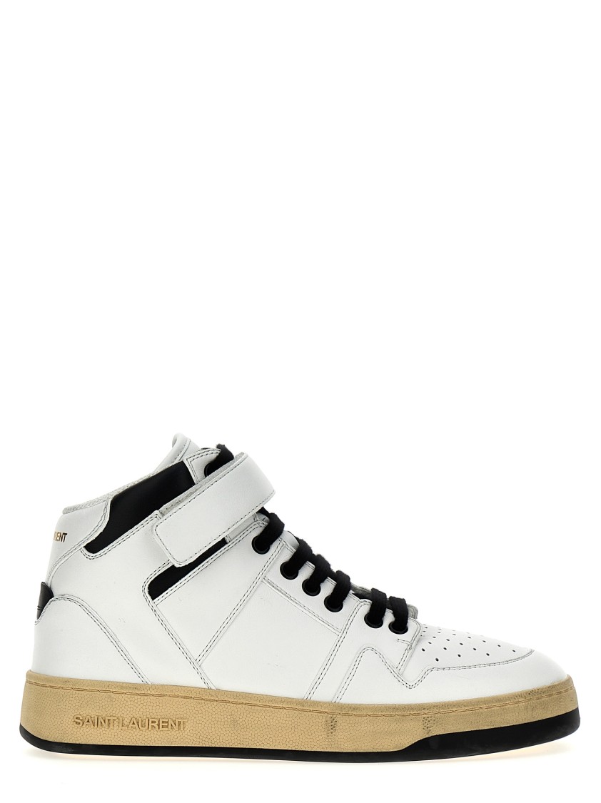 Saint Laurent Men's Lax Mid Top Sneaker Greenwich In White