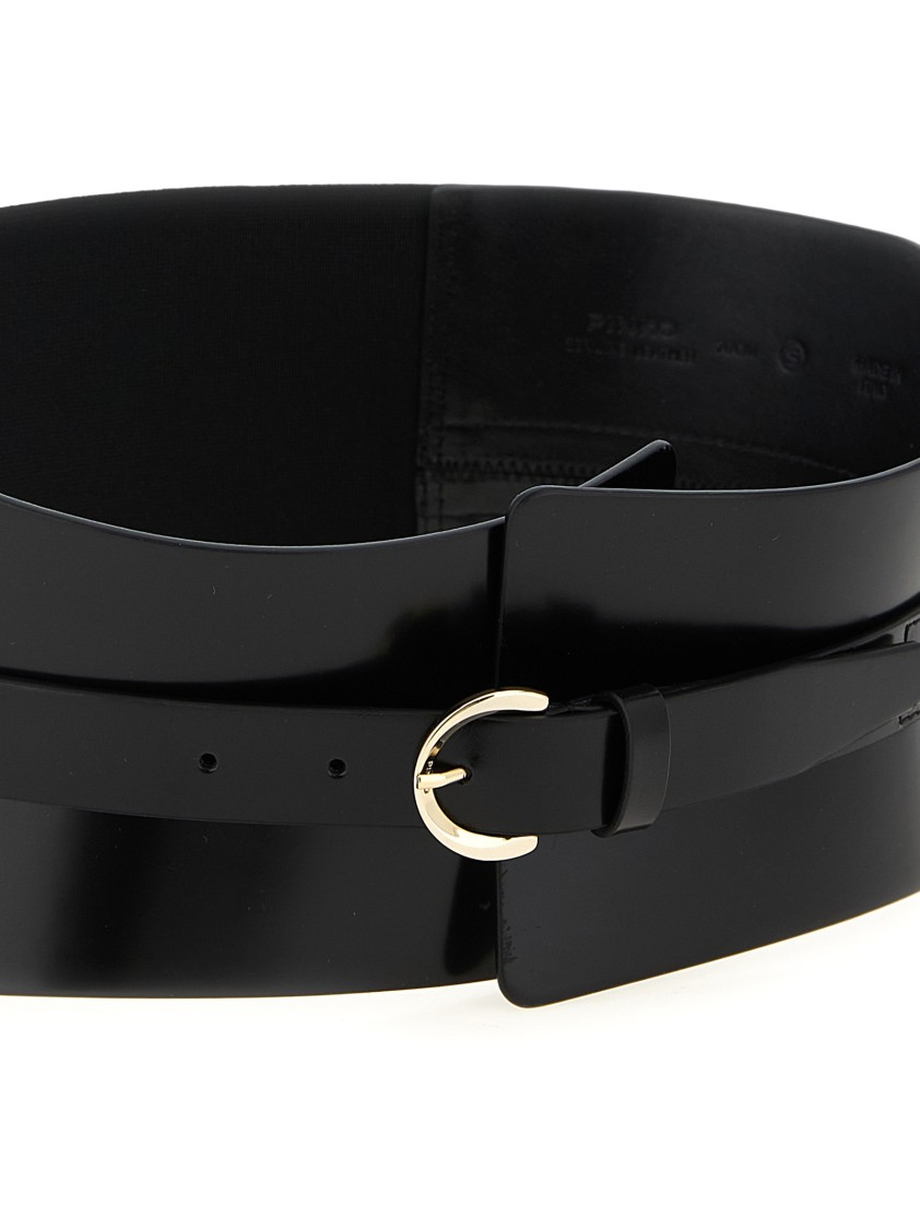 Pinko Wide Glossy Finish Elastic Back Belt In Black