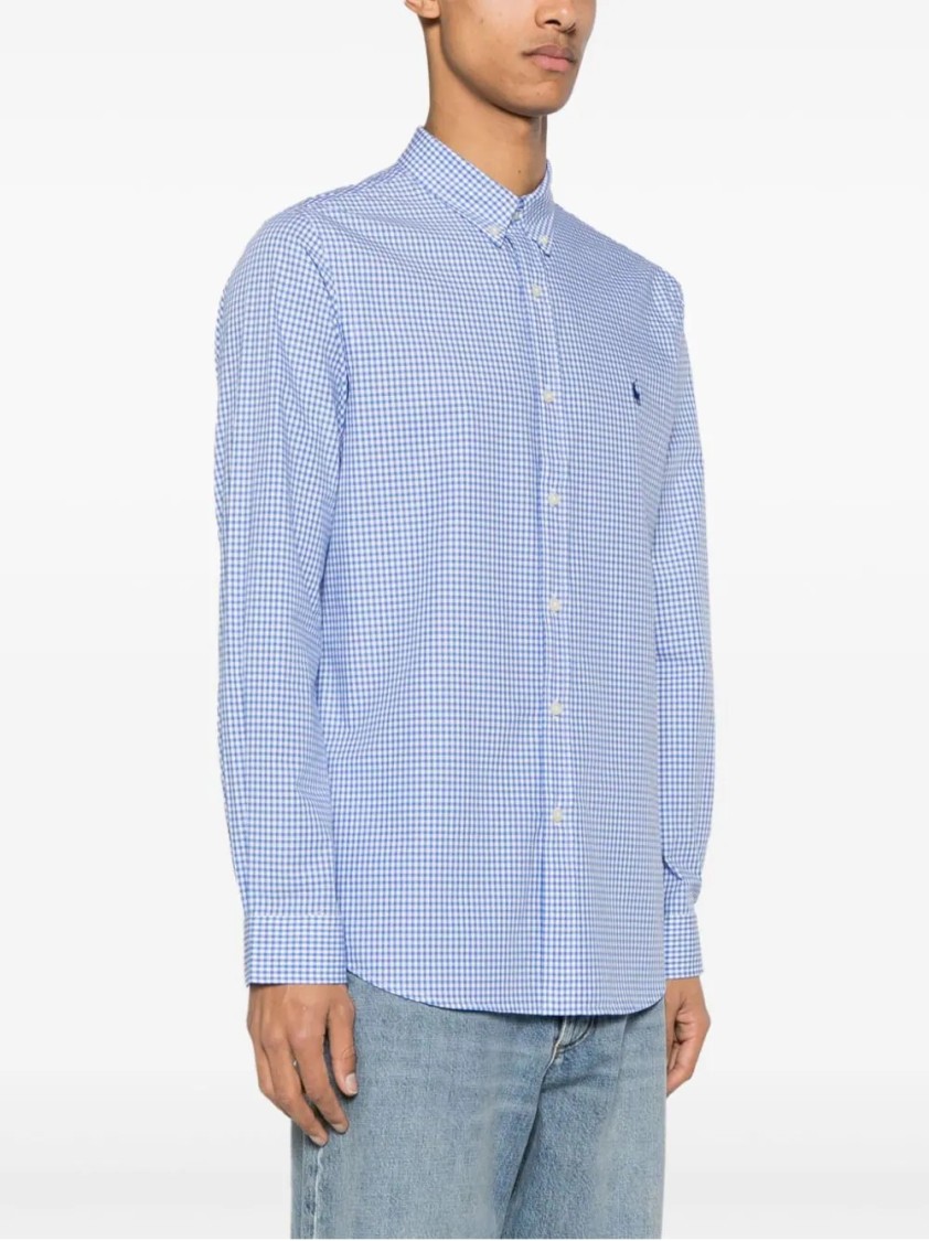Polo Ralph Lauren Slim Fit Checked Stretch Poplin Shirt In Blue