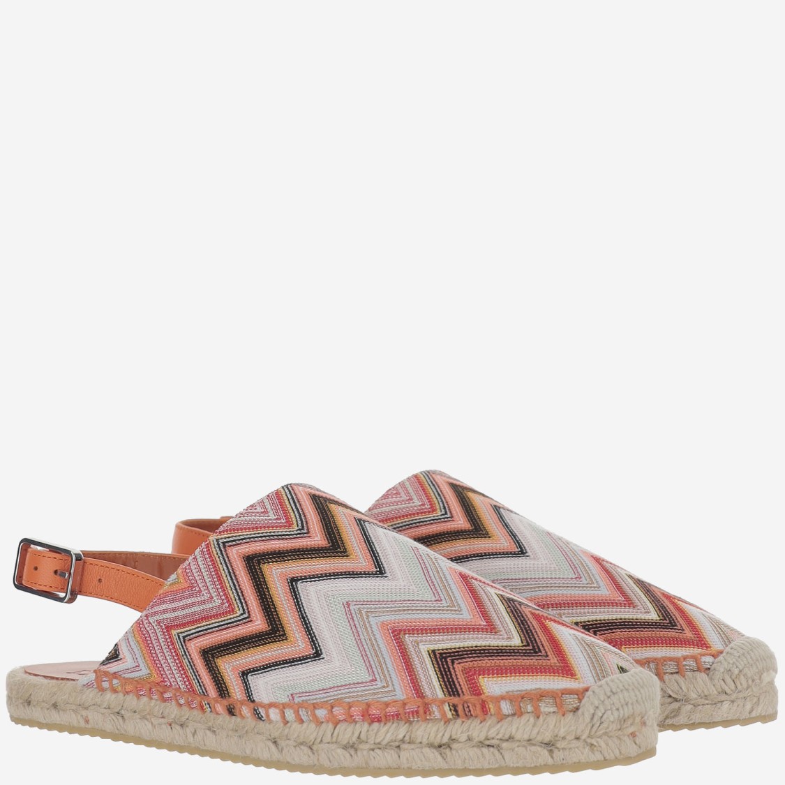Shop Missoni Geometric Pattern Slippers With Adjustable Heel Strap In Multicolor
