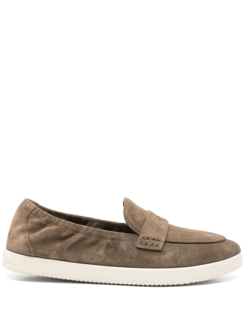 Tory Burch Taupe Brown Low Leather Loafer In Neutral