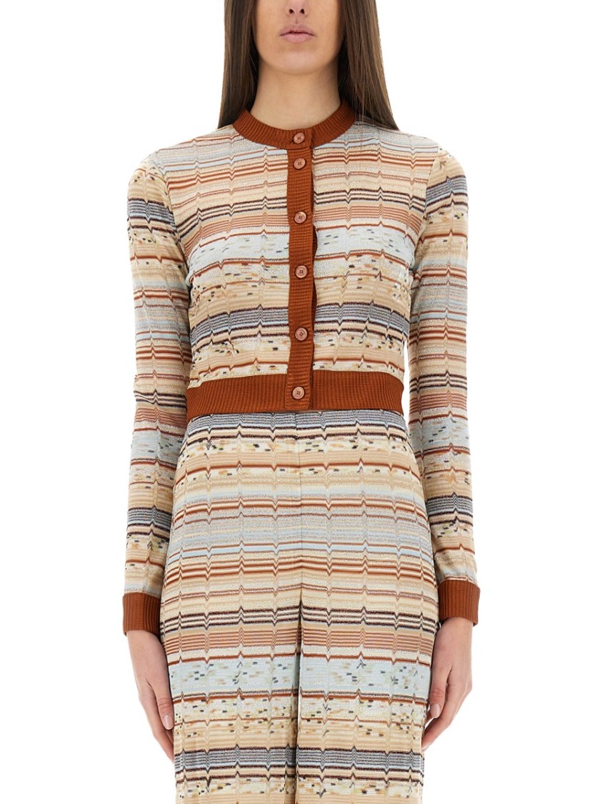 Shop Missoni Striped Pattern Cardigan In Multicolor
