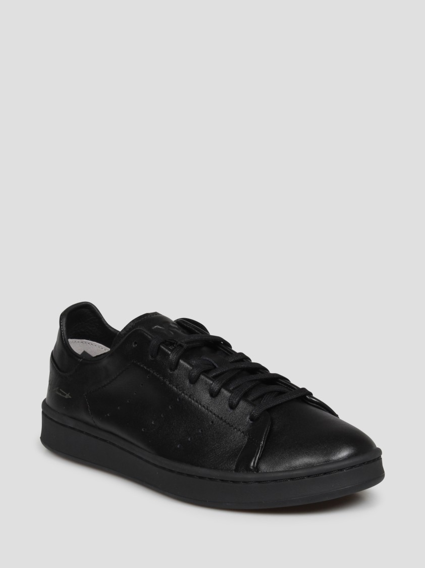 Shop Y-3 Lace-up Leather Stan Smith Sneakers In Black