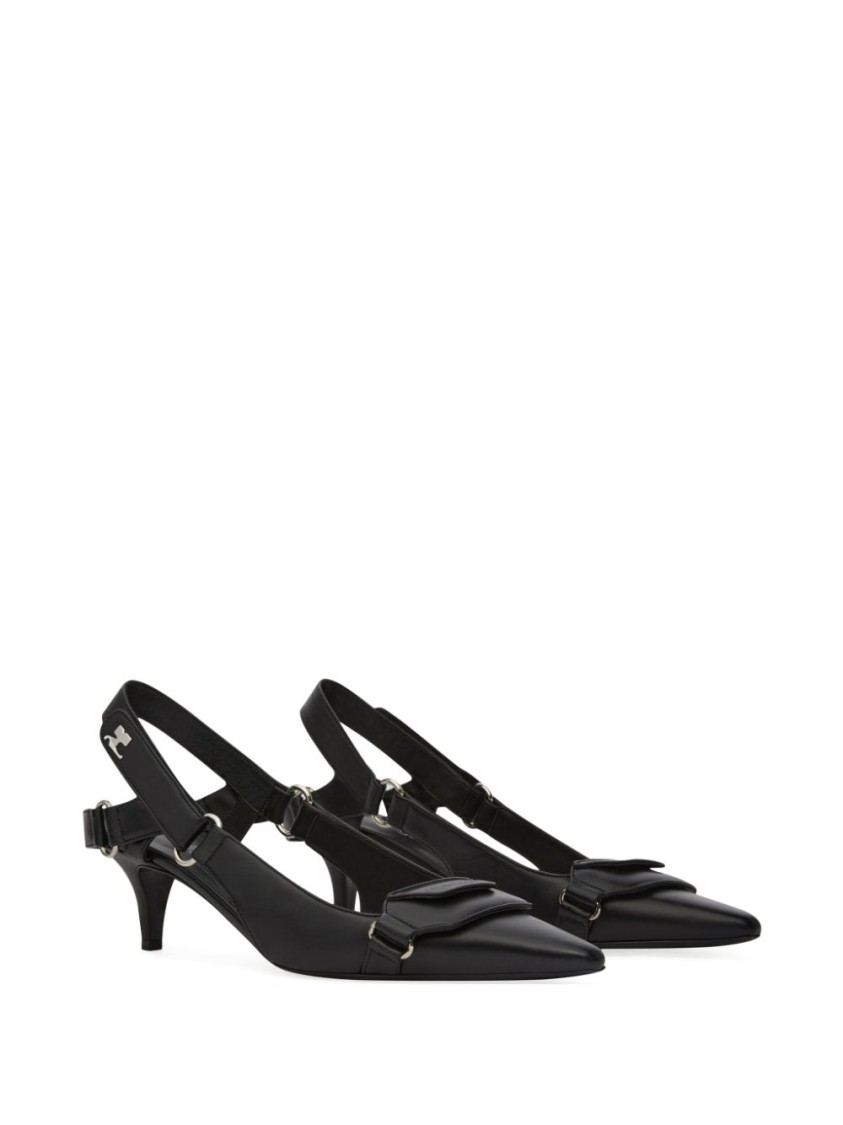 Courrèges Racer Pointed-toe Slingback Pumps In Black