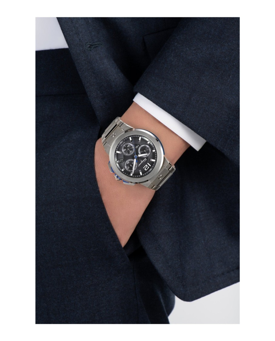 Ferragamo F-80 Titanium Tech Bracelet Watch In Metallic