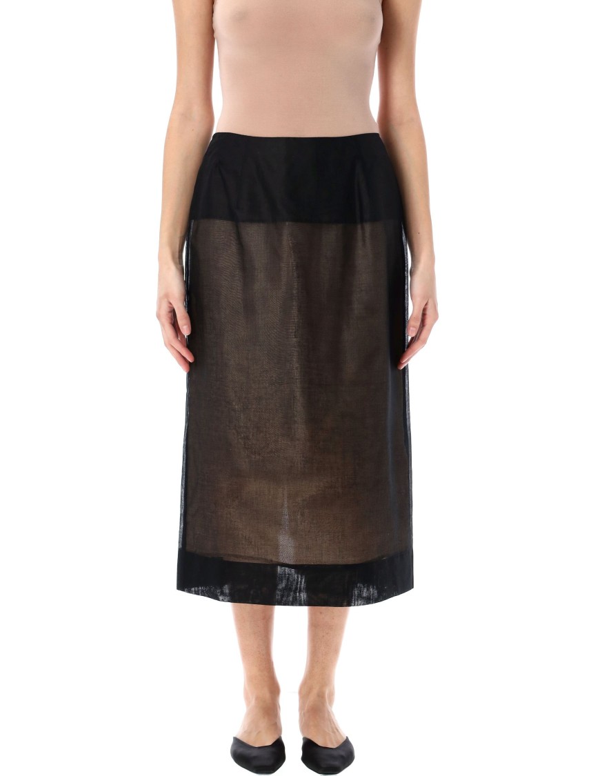 Shop Carven Black Midi Skirt With Back Zip Closure