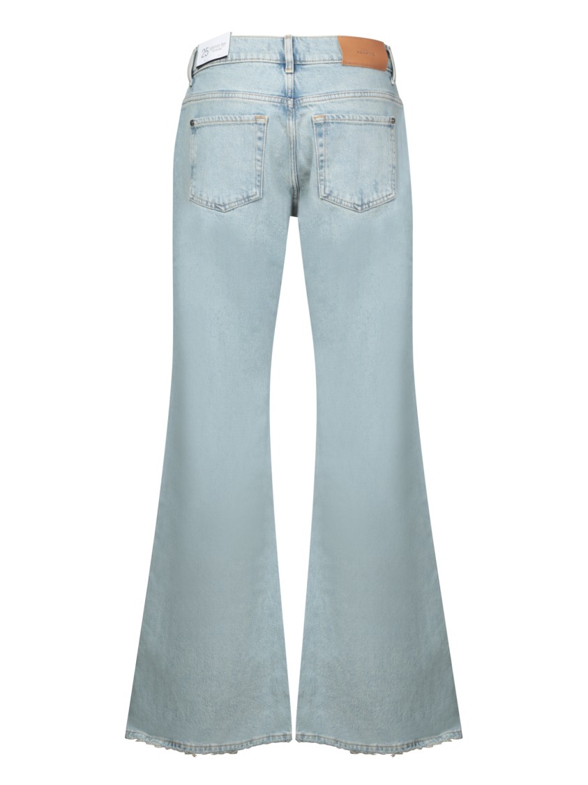 7 For All Mankind Sahara Spencer Flare Light Blue Jeans In Grey