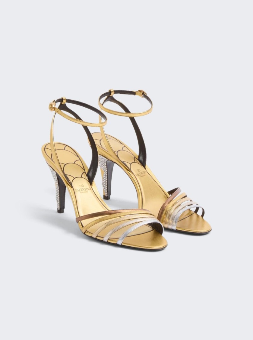 Valentino Adycrush 85 Heeled Sandals In Gold