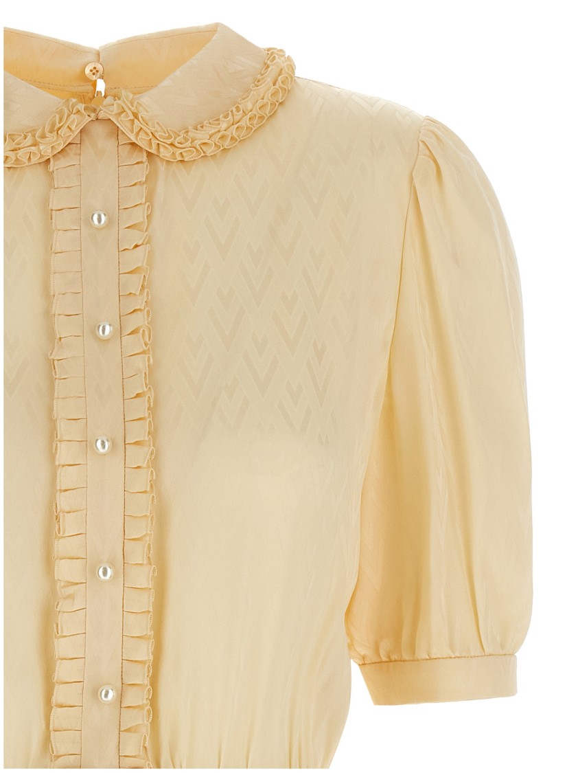 Valentino Garavani Silk Jacquard And Wool Crêpe Midi Dress In Neutral