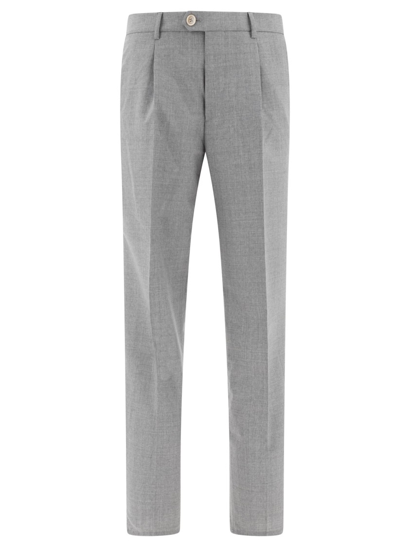 Brunello Cucinelli Tailored Grey Wool Trousers In Gray