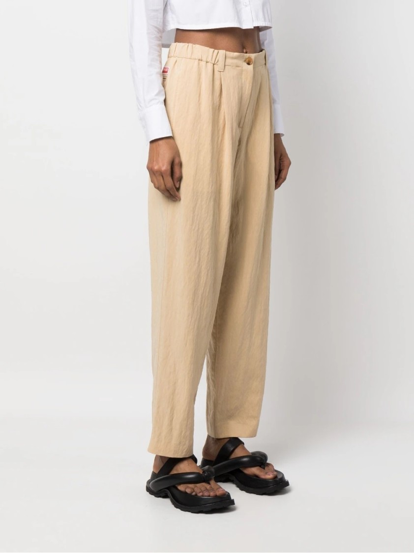 Kenzo Trousers High-waisted Elastic Waistband In Neutral