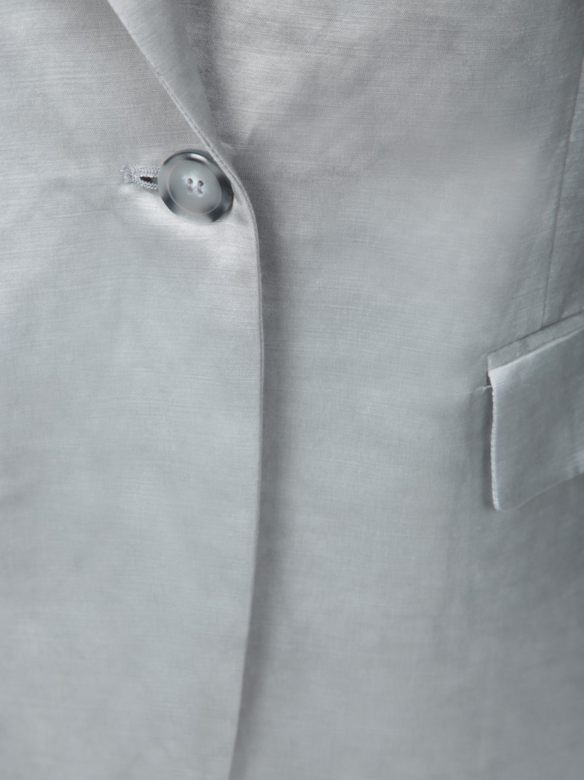 Pinko Grey Satin Single-breasted Jacket In Grey