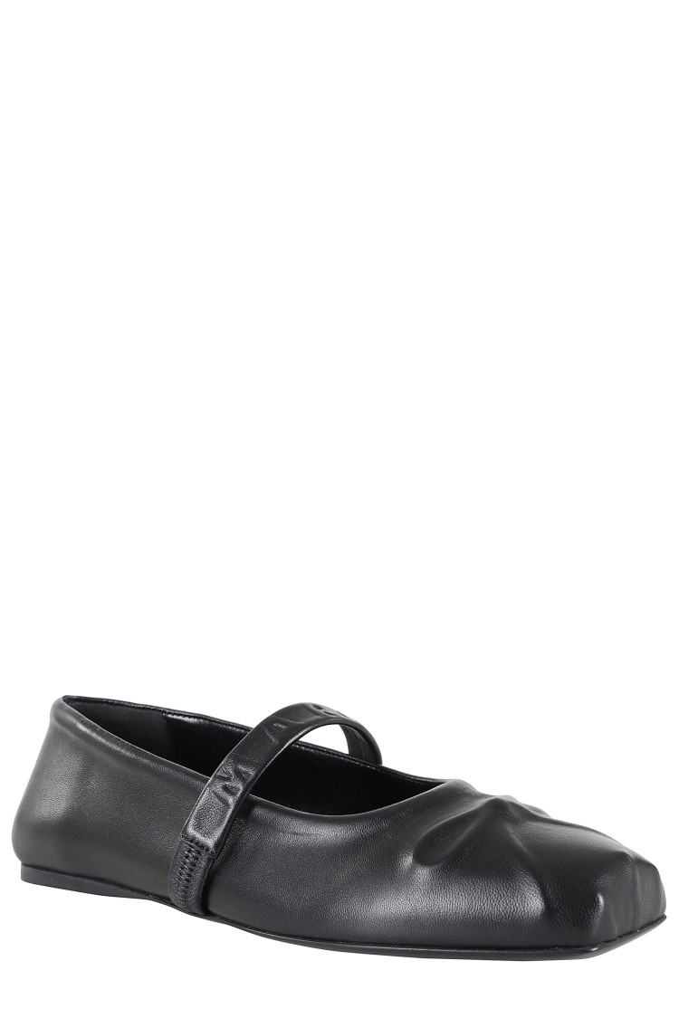 Marni Black Ballerinas With Embossed Bow Detail On The Front In Leather Woman In Black