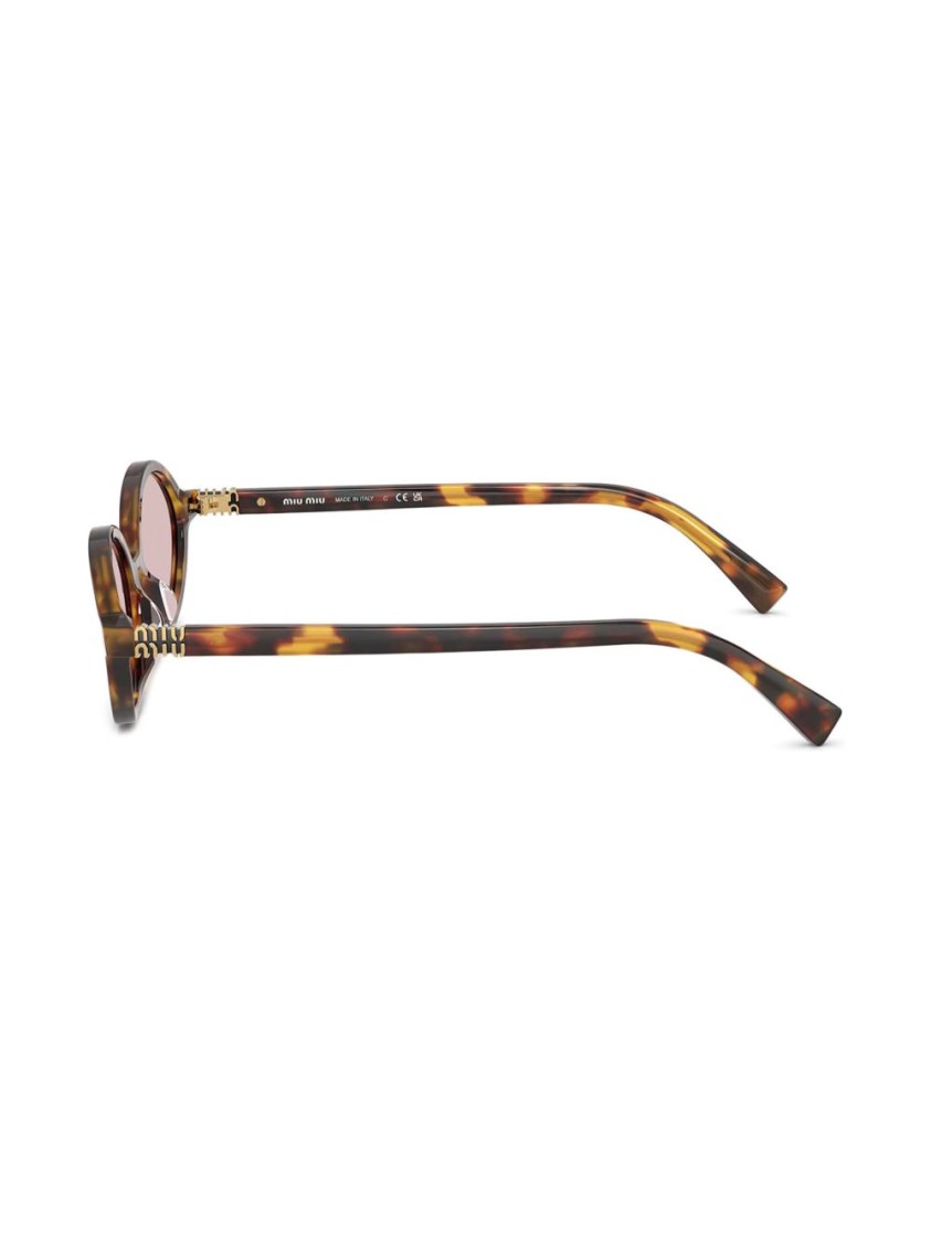 Miu Miu Tortoiseshell Oval Sunglasses In Pink